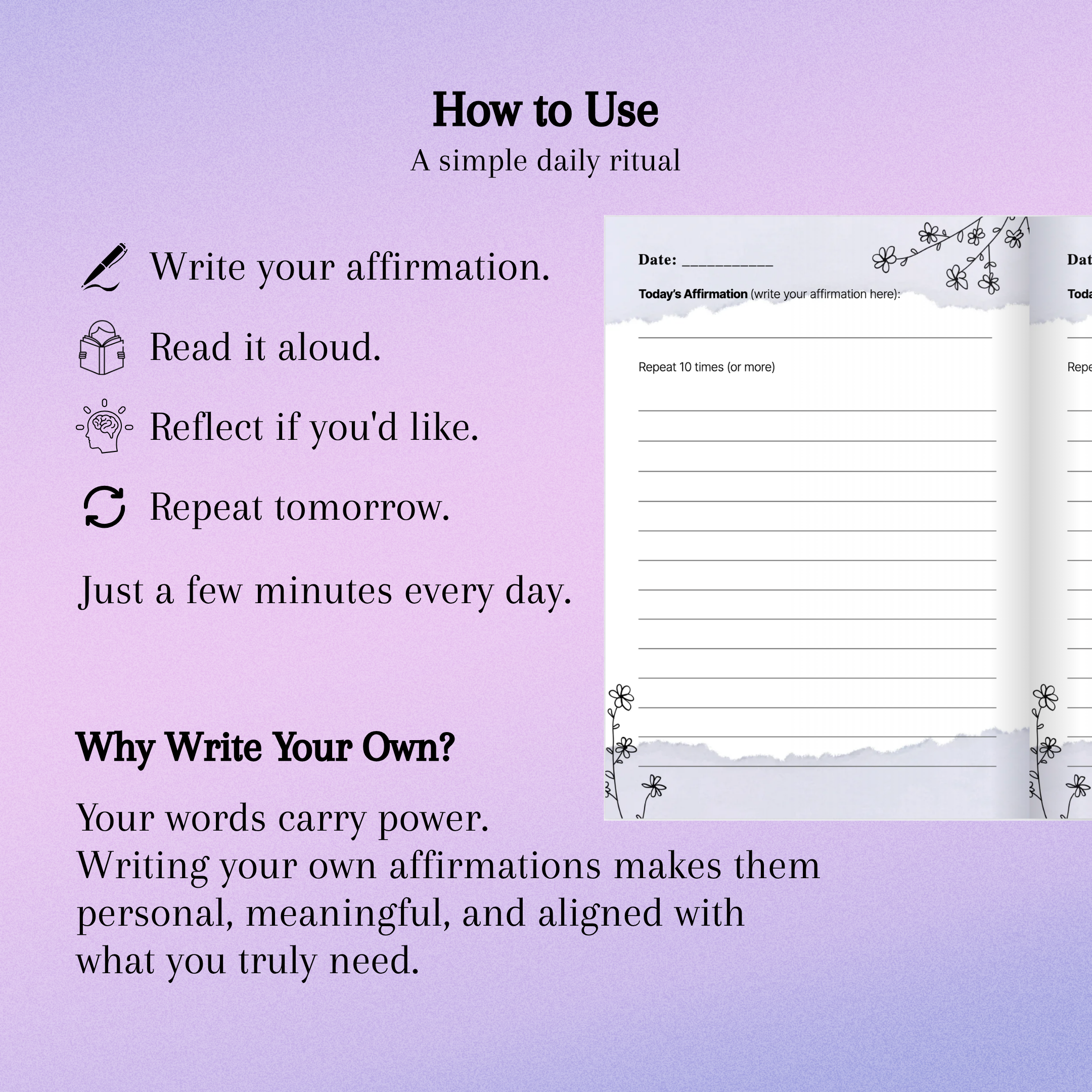 100 Days of Affirmations Journal